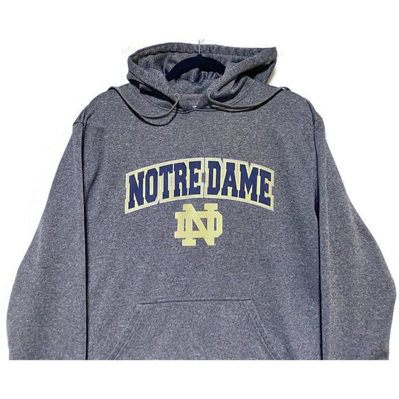 Notre Dame Hoodie Sweatshirt Men's Size Medium 38/40 Gray by Pro Edge - Picture 3 of 8
